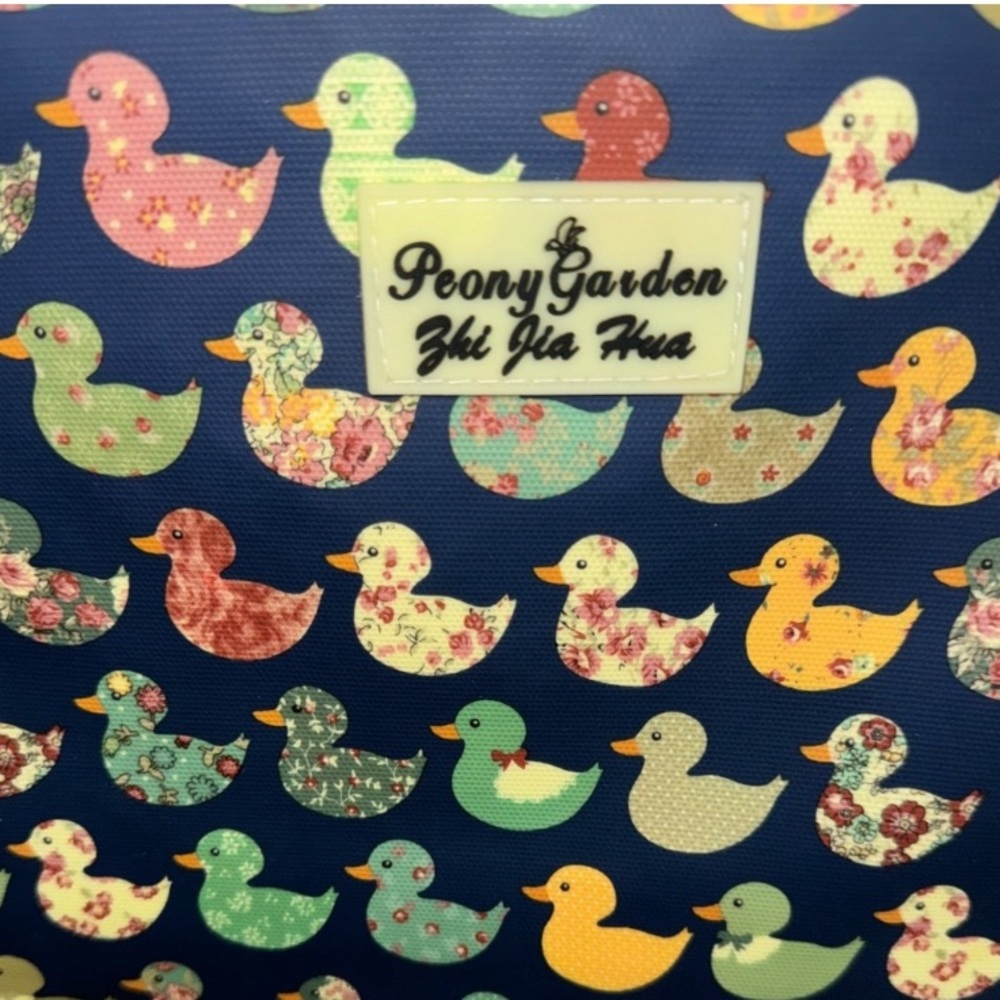 Peony Garden Duck Print Insulated Work Lunch Bag Cooler Tote Reusable Lunch Tote - Picture 5 of 7